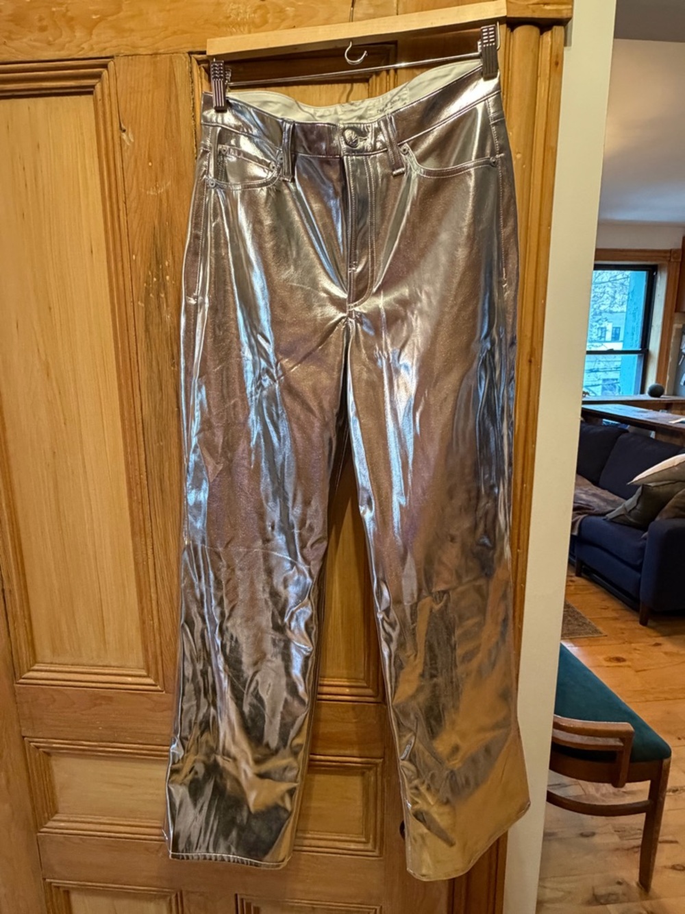 rag & bone Metallic Silver Wide Leg Pants